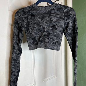 Gymshark adapt camo seamless long sleeve crop top
